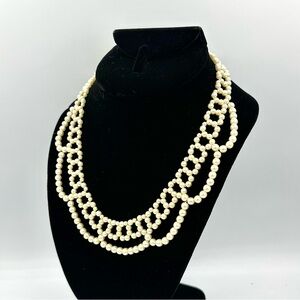 Vintage Faux Pearl Scalloped Adjustable Necklace